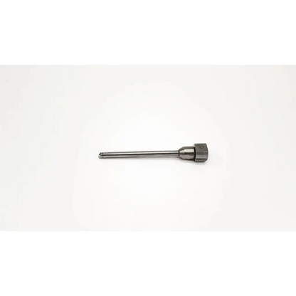 A sleek metallic swiss large qc drill attachment with slender shaft and textured knob for surgical use by synthes