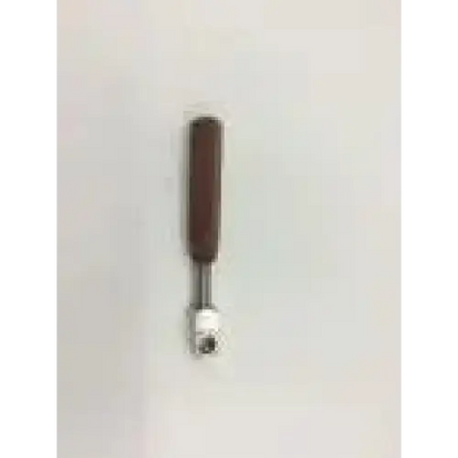 Brown wooden-handled flexible grip hospital instrument tool with metallic shaft and square head for cannulated guide