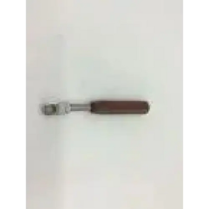 Brown wooden-handled ratchet wrench with metallic head flexible grip hospital instrument tool for cannulated guide