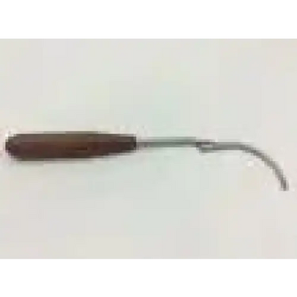 A synthes 391.13 passer extra strong surgical instrument with a dark brown wooden handle and curved metallic tip 70mm