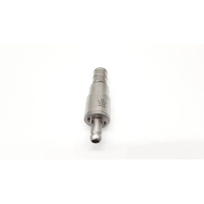 Silver metallic cylindrical synthes 532.015 dhs dcs attachment 1015 connector with threaded ends and engraved markings