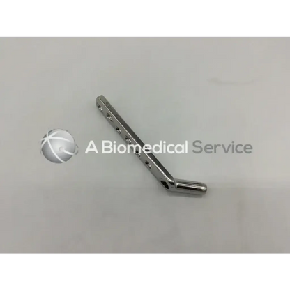 Metallic silver synthes dhs 281.16 135 degree plate standard barrel with 6 holes and angled end