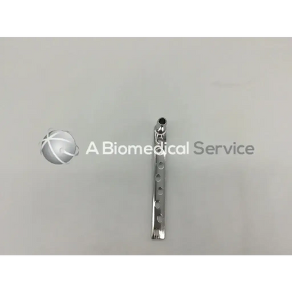Silver metallic synthes dhs spinal fusion rod with 8 evenly spaced circular holes ad5-174 121322sm for fixation
