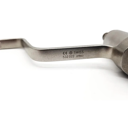 Silver synthes swiss 532.022 quick coupling for k-wires with curved handle and swiss engraved markings da46-73