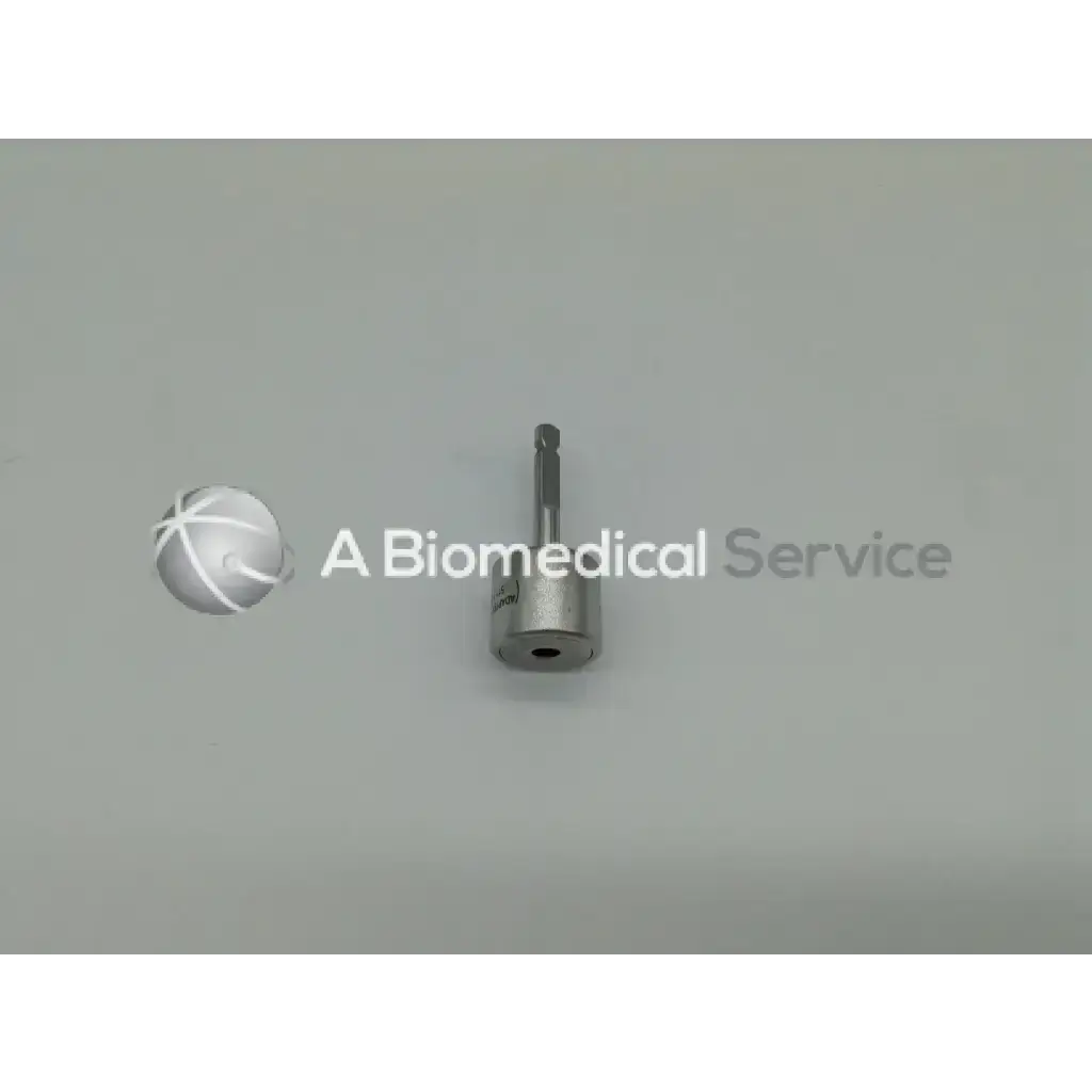 Silver metallic surgical drill bit with hexagonal drive and cylindrical body from synthes swiss colibri 532.031