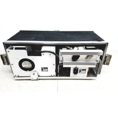 Silver industrial-grade systron donner mrc 6500 microwave repeater test set with visible internal components and cooling fan
