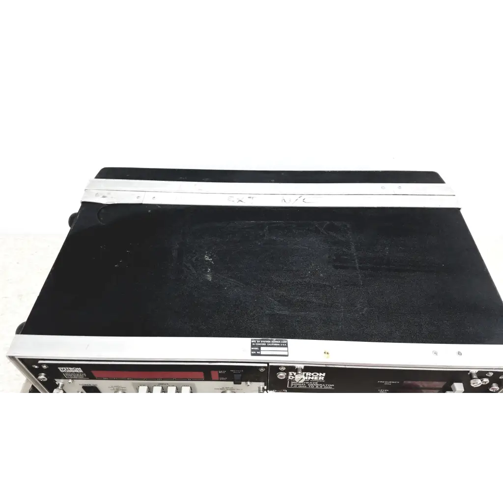 Black and silver systron donner mrc 6500 microwave repeater test set with matte black top and metallic trim for repeater test