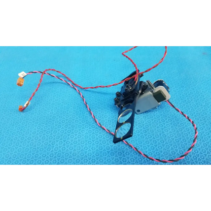 Black and silver takano sap1-t115a rotary solenoid optical filter slider with red and black striped wiring for retinal camera