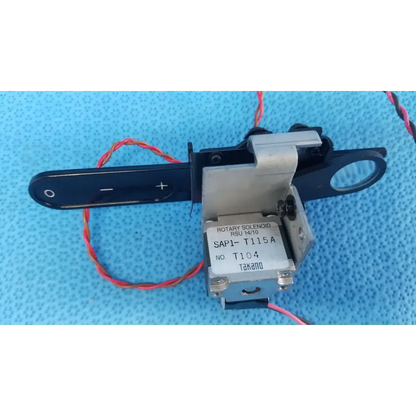 Takano sap1-t115a rotary solenoid optical lens filter slider with black handle and red-and-white wiring for retinal camera