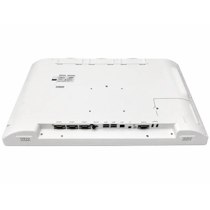 White plastic backside of tangent medix t24b v3 medical touchscreen monitor with com usb lan and hdmi ports
