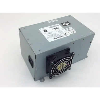 Gray metal tectrol tc75s-1387b power supply with black fan and multiple labels for 100-240v 50/60hz 7a use