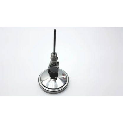 Stainless steel tel-tru thermometer 4°f with threaded stem and flanged base industrial temperature probe