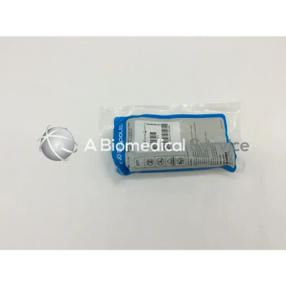 Blue and white packaged Teleflex 77700 Rusch dispoled fiber optic laryngoscope handle in clear plastic wrap with printed labeling