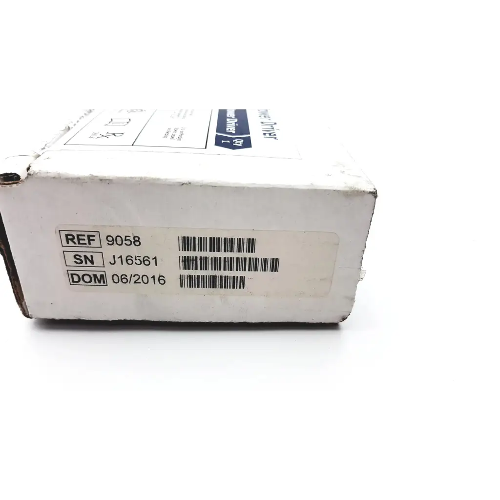 White cardboard box with black labels showing teleflex arrow ez-io 9058 power driver intraosseous serial and date