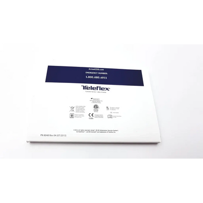 White rectangular box with navy blue teleflex label and emergency contacts for teleflex arrow ez-io power driver intraosseous