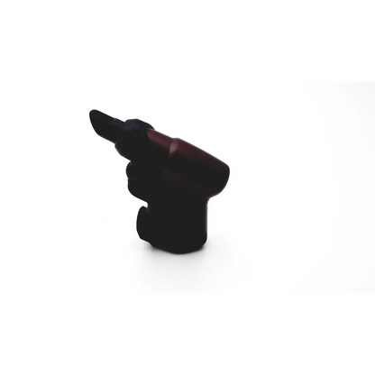 Black and maroon handgun-shaped novelty lighter shown with teleflex arrow ez-io 9058 power driver intraosseous product