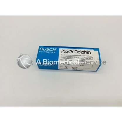 Blue and white rectangular box for teleflex rusch snaplight fiber optic reusable waterproof laryngoscope handle