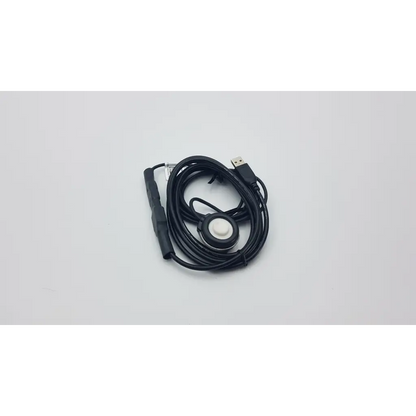 Black usb cable with circular sensor head and textured grip handle for telehealth technologies pcp-usb stethoscope