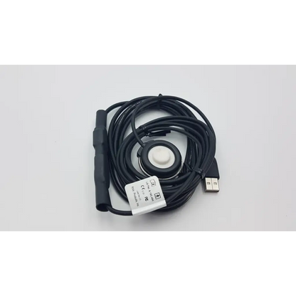 Black coiled usb cable with cylindrical handle and circular sensor head for telehealth technologies pcp-usb stethoscope