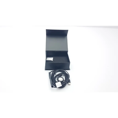 Black usb cable with coiled design and white label for telehealth technologies pcp-usb stethoscope connection