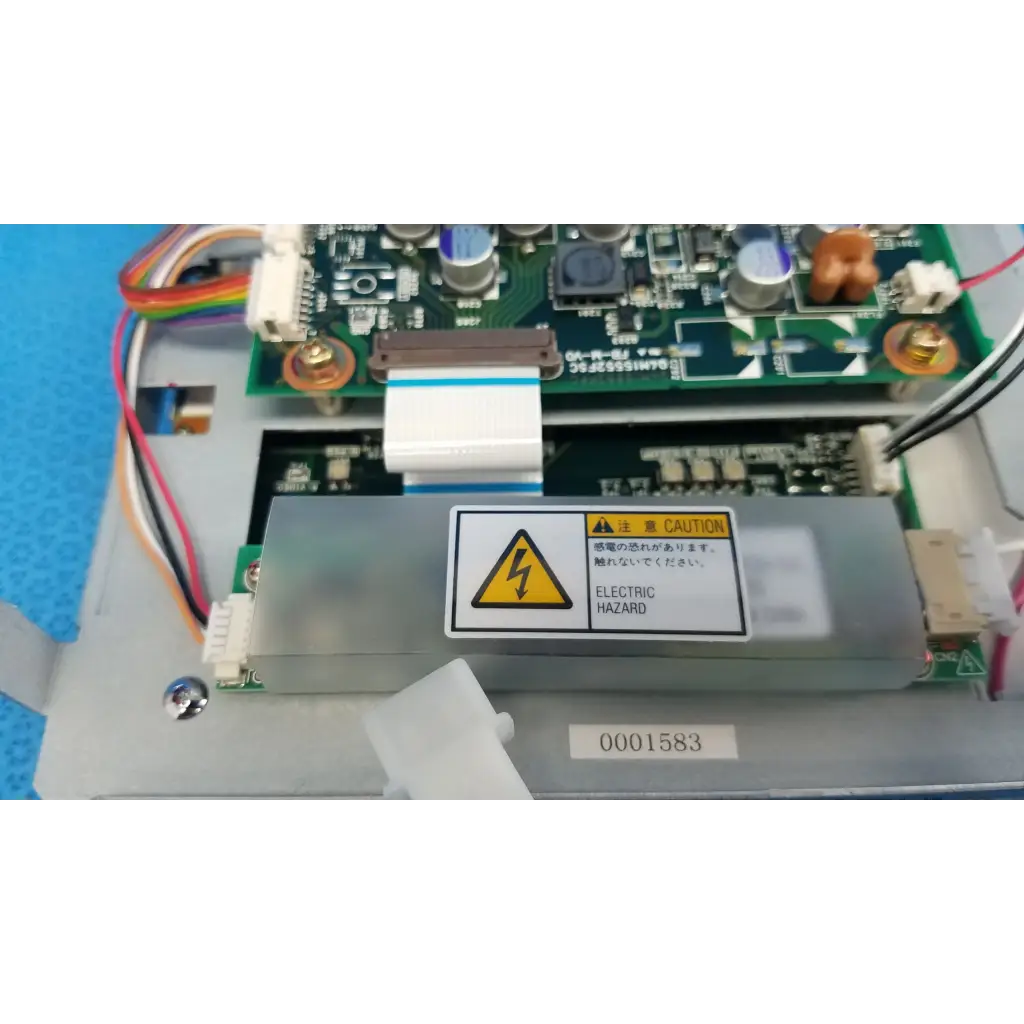 Silver rectangular power supply unit with yellow and black electric hazard label for teli q3b15569fsa lcd monitor control panel
