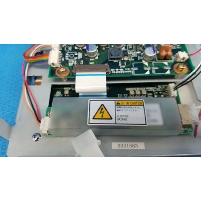 Silver rectangular power supply unit with yellow and black electric hazard label for teli q3b15569fsa lcd monitor control panel