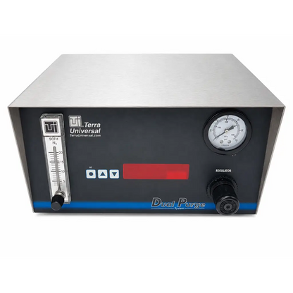 Silver stainless steel terra universal 1603-57 dual purge system biomed certified with black panel and digital display