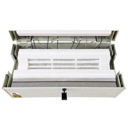White industrial ceiling-mounted heater with metallic housing and heating elements for biomed certified lindberg blue htf55347c furnace