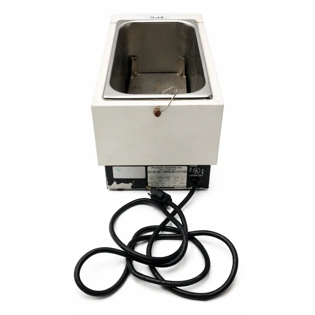 Thermo Precision Scientific 182 biomed certified white laboratory water bath with stainless steel interior and black power cord