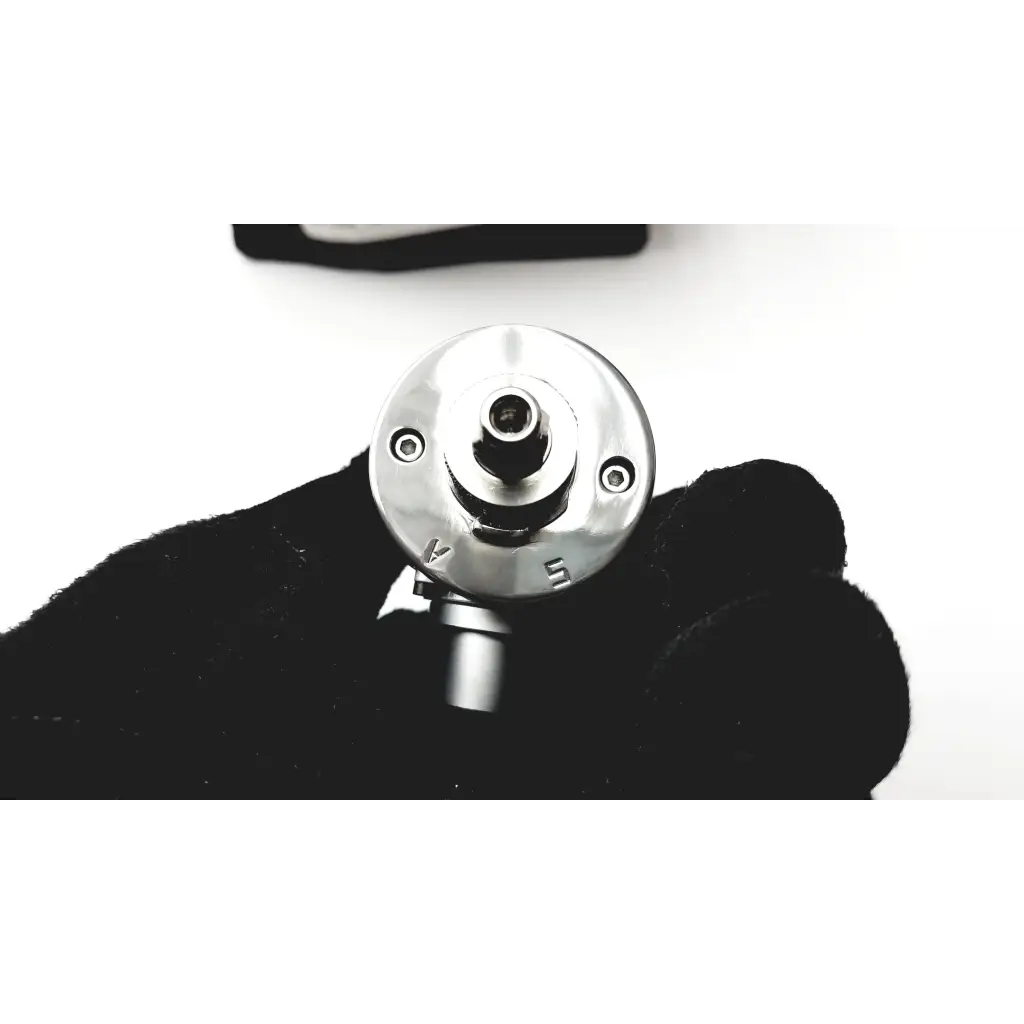 Shiny chrome-plated impact wrench head with central hex socket and screws on thermo scientific apci probe opton-20012