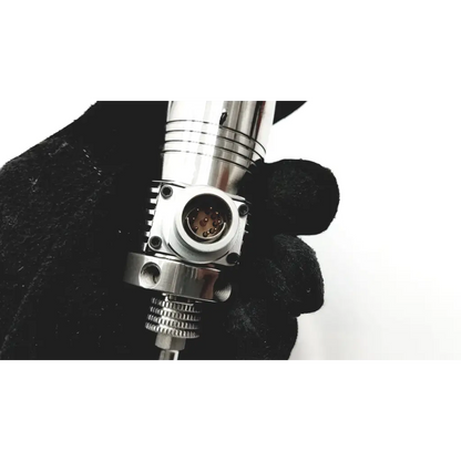 Silver metallic thermo scientific apci probe with cylindrical body threaded connections and circular port housing