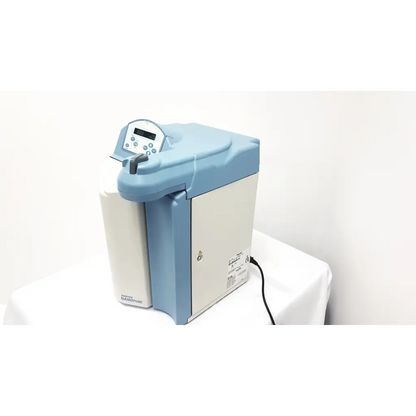 Light blue and white thermo scientific barnstead nanopure purification system model 7150 with digital control panel