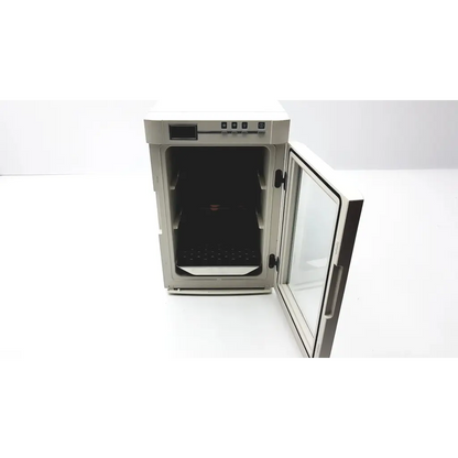 Silver stainless steel countertop sterilizer with glass door and digital control panel for thermo scientific heratherm imc18 incubator