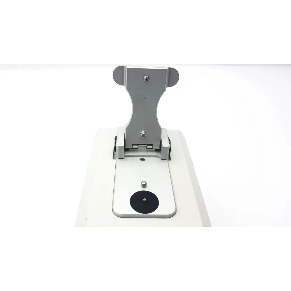 Silver metallic tablet stand with sleek minimalist design and adjustable arms for thermo scientific nanodrop 2000