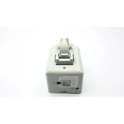 Light gray rectangular thermo scientific nanodrop 2000 uv-vis spectrophotometer back with handle and label visible
