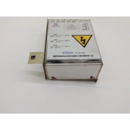 Silver metallic th7191- industrial power supply unit with warning label and mounting bracket by thomson tubes electroniques