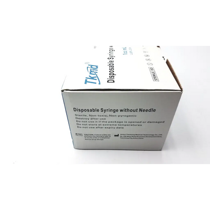 White cardboard box for tkmd disposable syringe without needle 1cc ml 100pcs with tkmd disposable branding