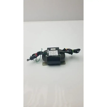 Black cylindrical tohsei ind 3h30015-0 power transformer with attached wiring and label for 220v-240v system