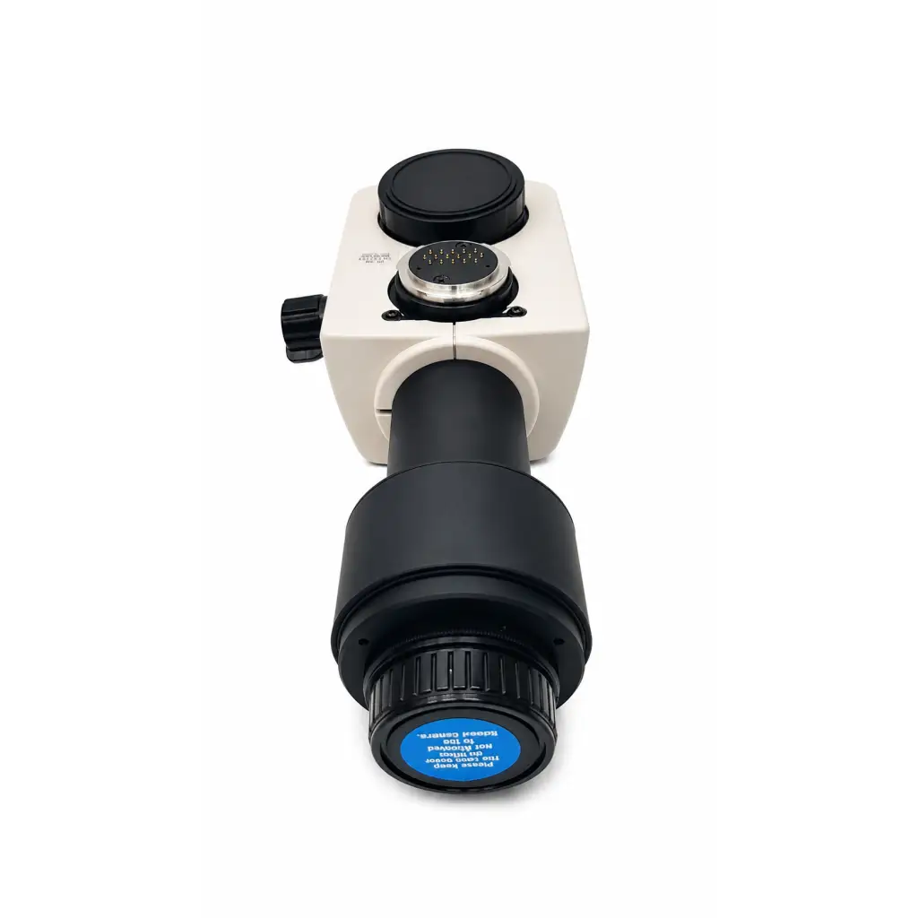 Topcon sr-302 biomed certified adapter attachment with black and white compound microscope for fundus camera photo use