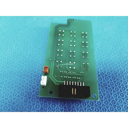 Green rectangular control switch pcb board with silver soldered connections and black plastic connectors for Topcon TRC-NW300