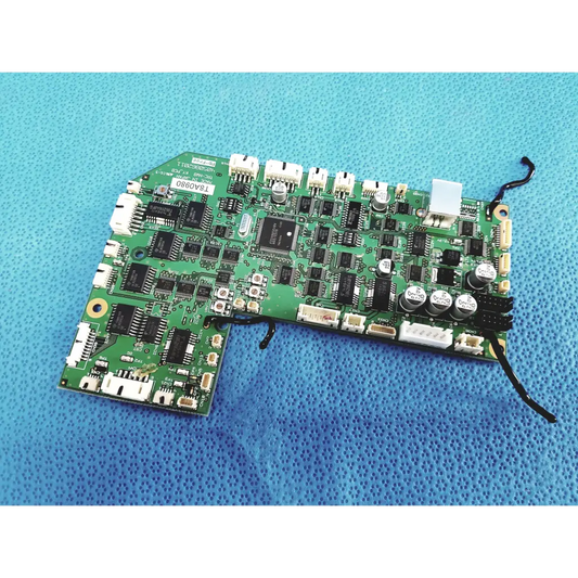 Topcon trc-nw8 ky green pcb control circuit board with black integrated circuits and white connectors for precise control