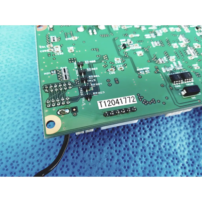 Topcon trc-nw8 ky green pcb control circuit board with black components and serial number t12041772 visible