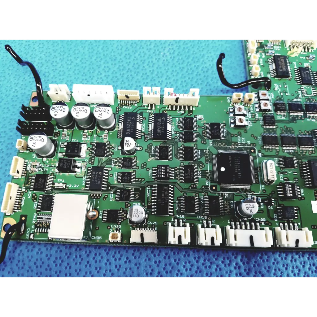 Green pcb control circuit board with black integrated circuits white connectors and silver capacitors for topcon trc-nw8
