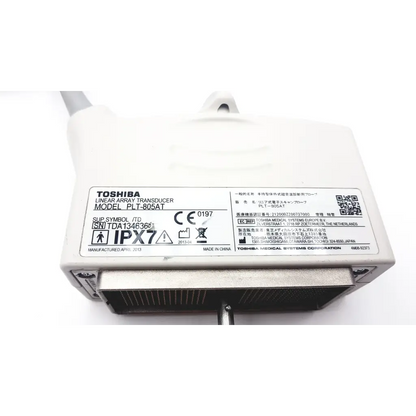 White plastic toshiba plt-805at linear array ultrasound transducer with ipx7 rating for medical imaging use
