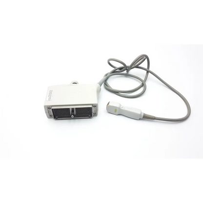 Toshiba pvt-382bt white rectangular transducer ultrasound probe with gray cable and handheld ultrasound probe unit
