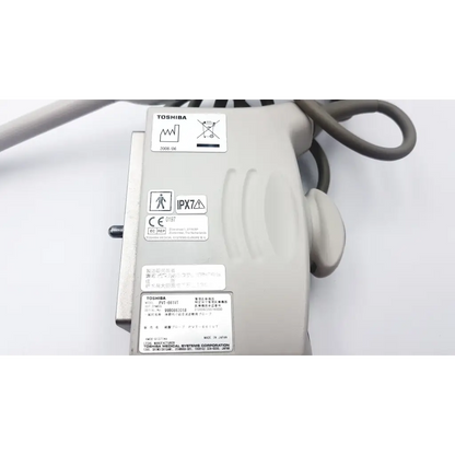 Gray Toshiba PVT-661VT ultrasound probe transducer with sleek ergonomic design and multiple certification labels on side