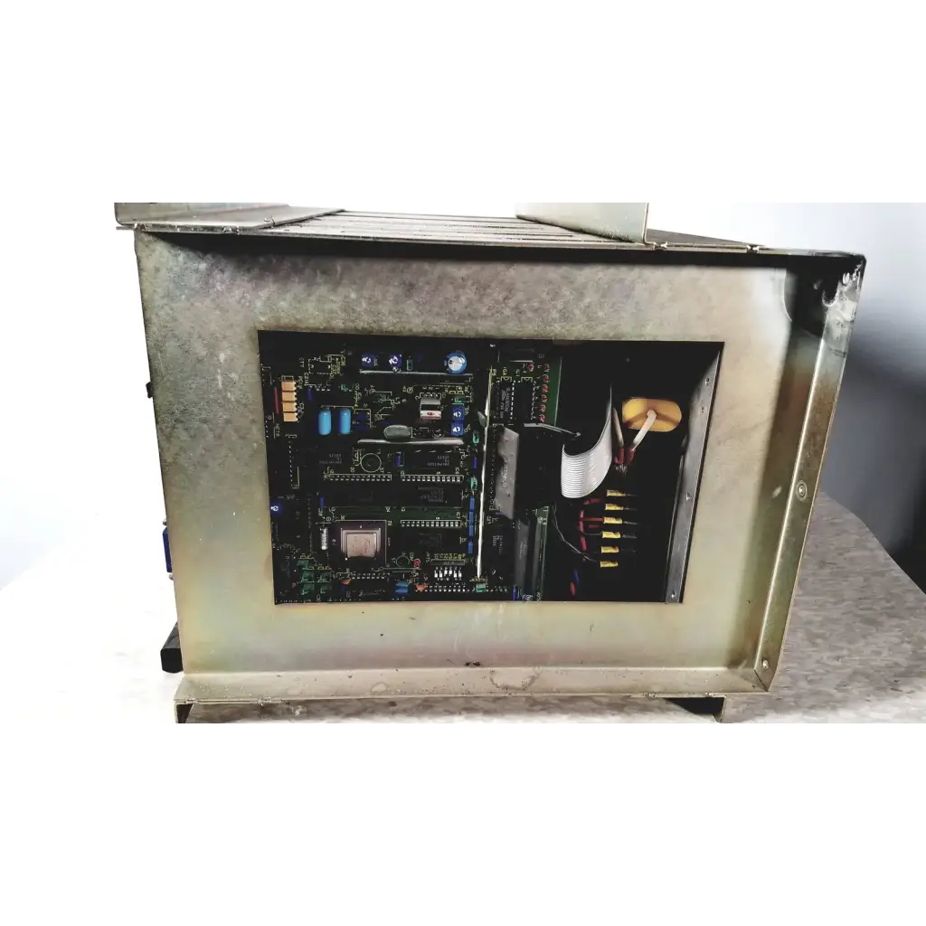 Metallic gray toshiba ra power rad92-1008 industrial control panel showing internal circuit board of power supply
