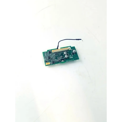 Green rectangular tr6f-20-67311 v.c circuit board bbcb3-8b with silver components and black wire extension