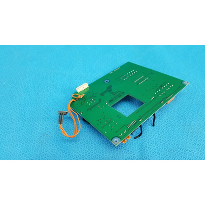 Green rectangular tv-pcb video interface circuit board with central cutout and orange cable for topcon retinal camera