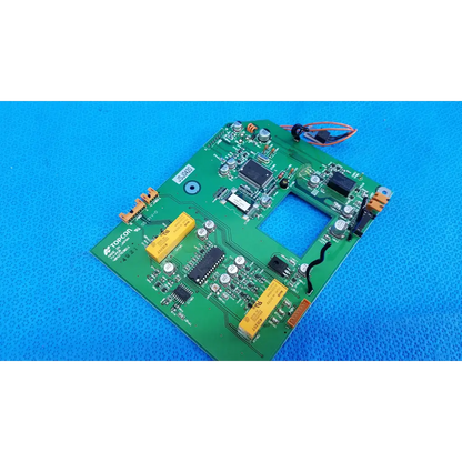 Green printed circuit board with yellow capacitors and black ICs video interface circuit board for topcon retinal camera